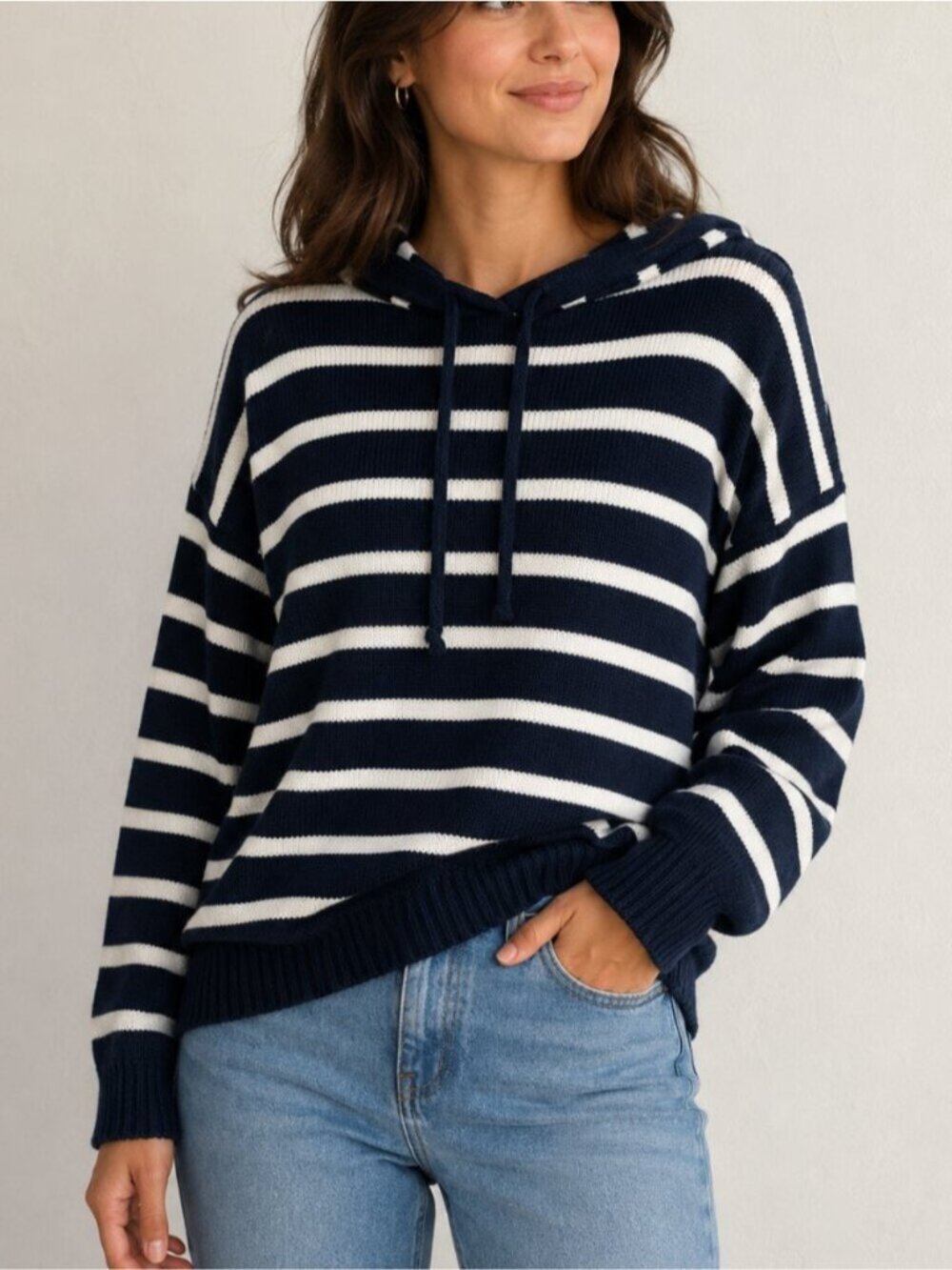 RD Style Striped Knit Hoodie